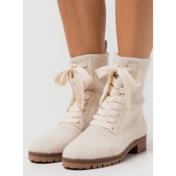 Kate Spade New York  Merigue Boots In Milk White Women's Combat Boots Sz 6B - Picture 1 of 7